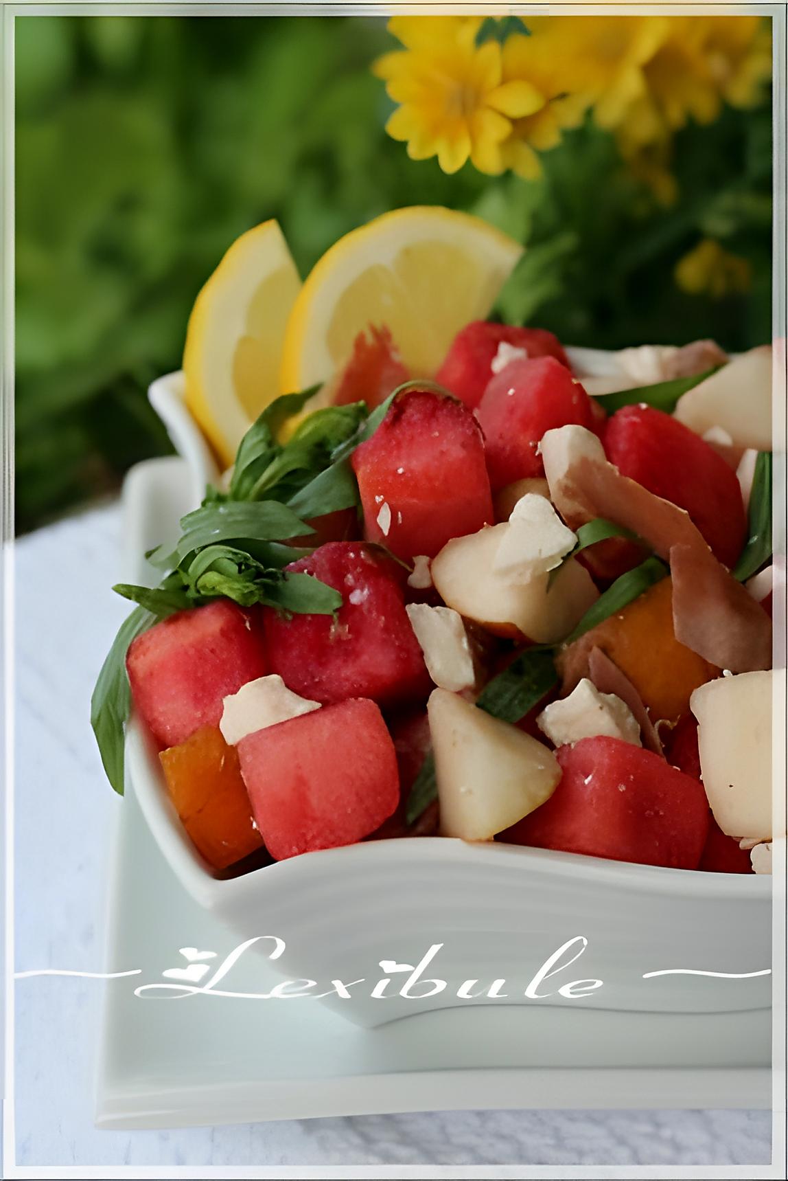 recette Salade de melon d'eau, féta et poires