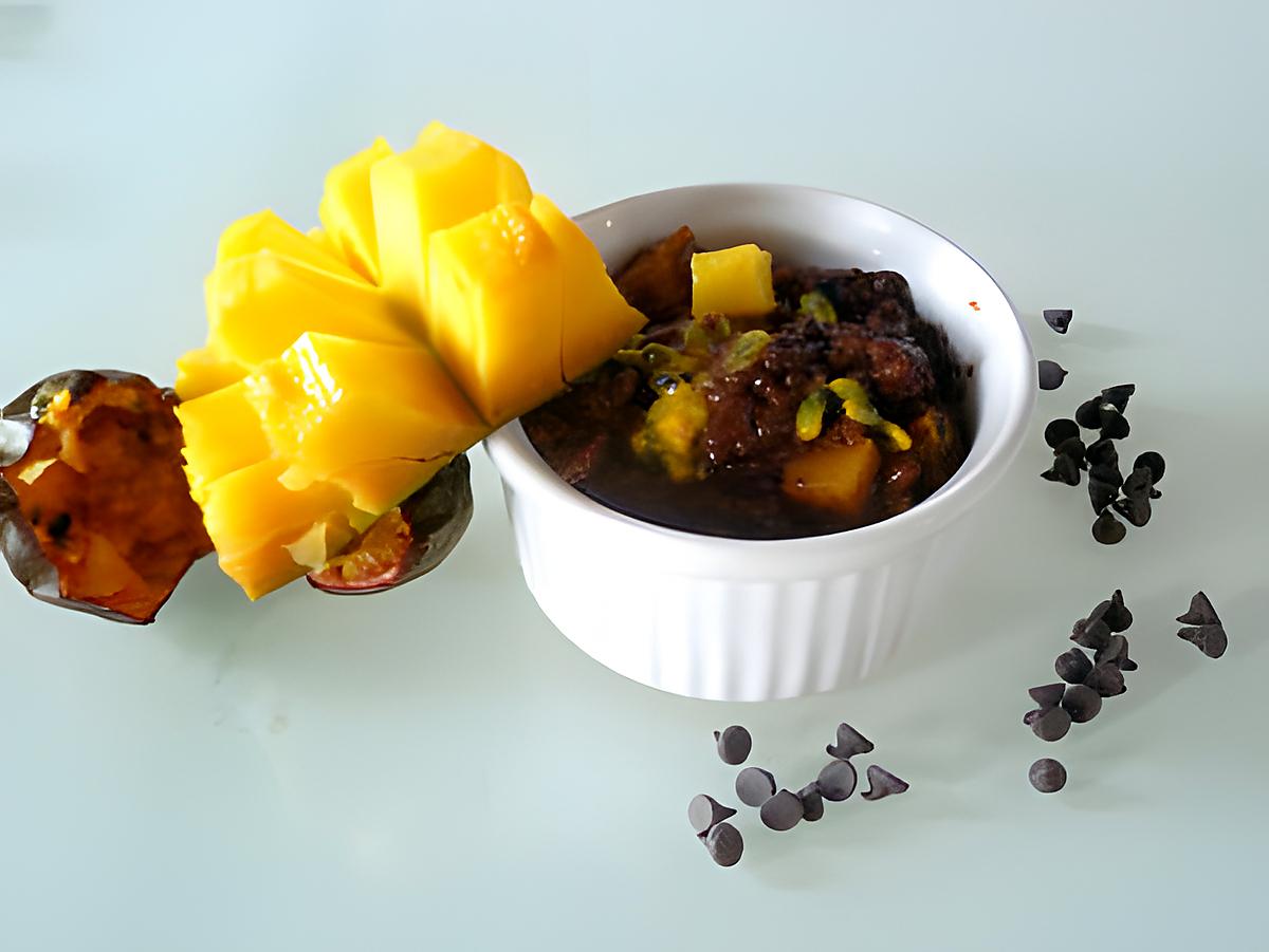 recette Riz au lait chocolaté, mangue et passion