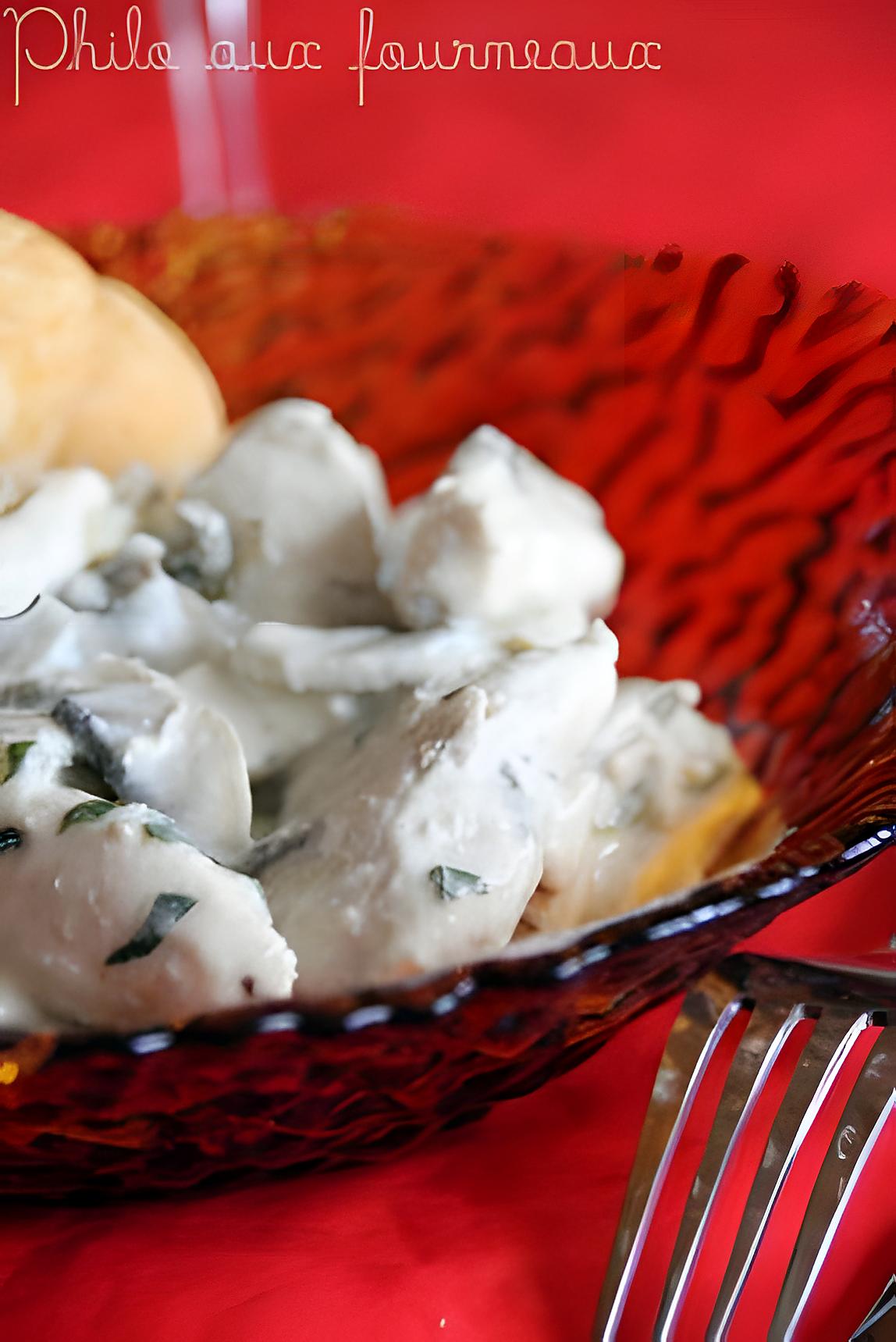 recette Poulet à la moutarde, à l'estragon & aux champignons