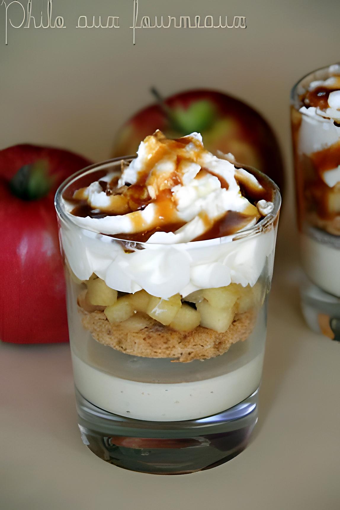 recette Verrines de pommes poêlées sur lit de pain d'épices