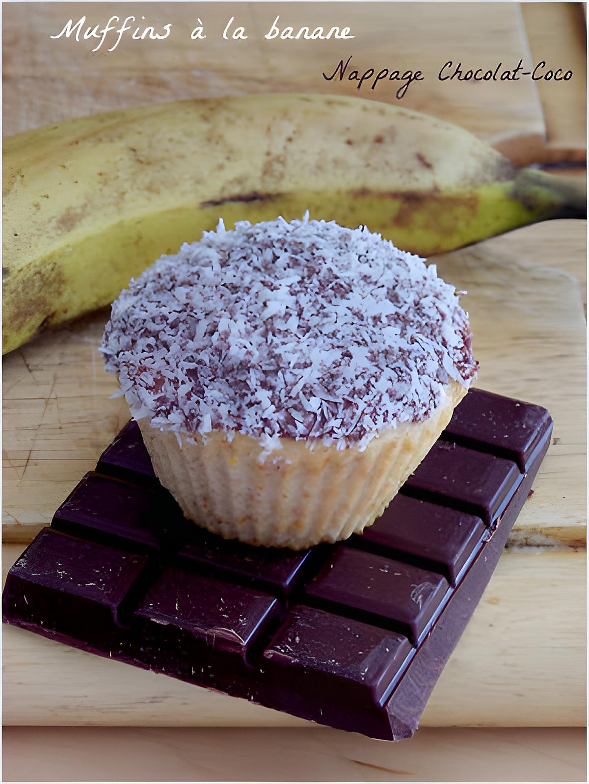recette Muffins à la banane nappage chocolat-coco