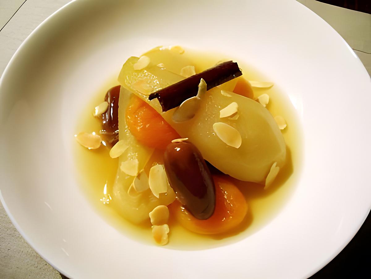 recette Tajine de poires au miel, dattes et abricots secs...