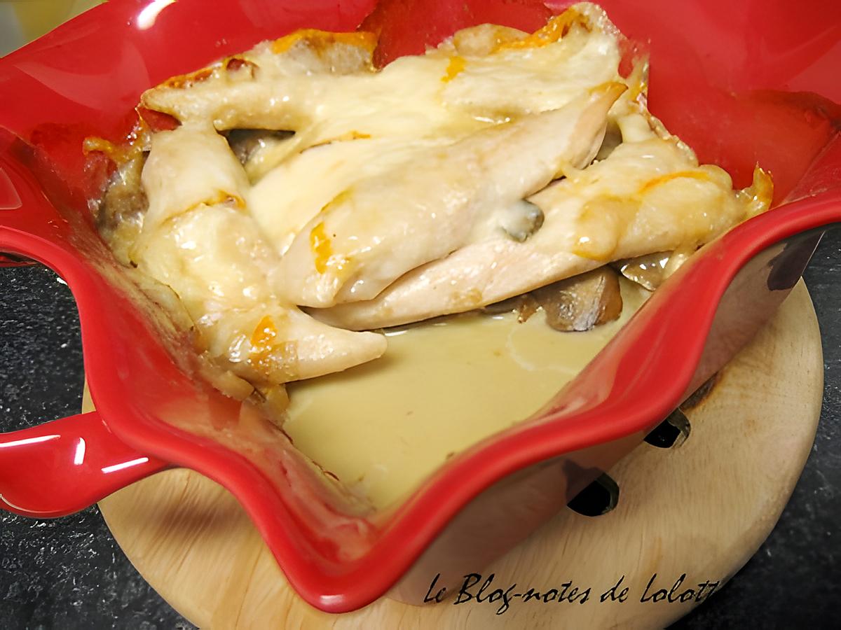 recette Gratin de poulet au Chaumes et aux champignons pour les pressés