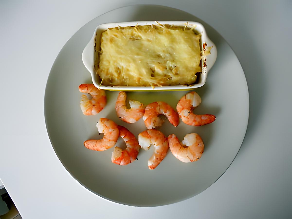 recette Scampis grillés et gratin au coeur de palmier