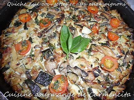 recette Quiche aux courgettes et aux champignons