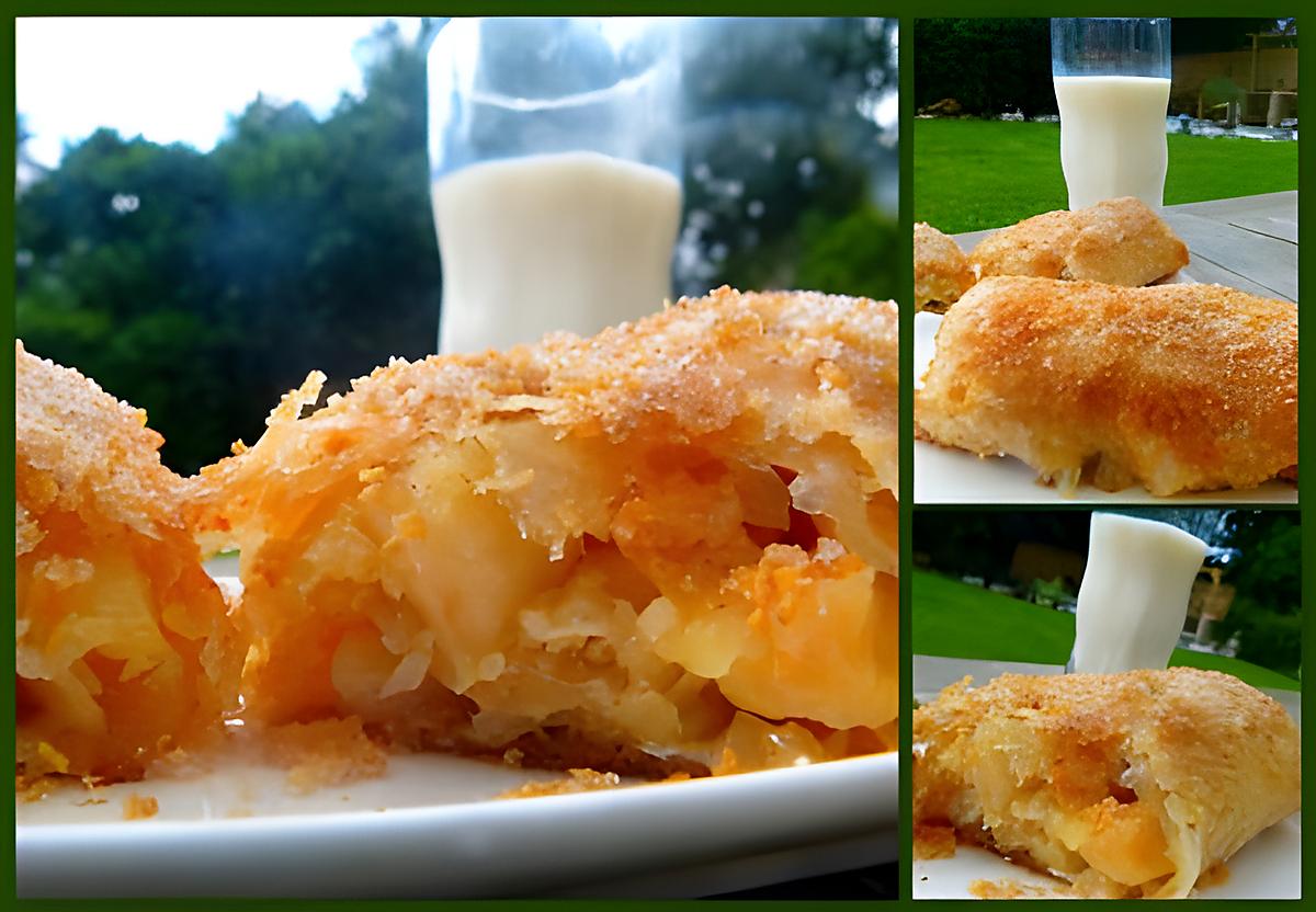 recette Roulé aux pèches et aux poires... façon Strudel