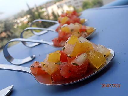 recette duo de tomates concassées au basilic