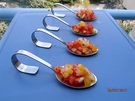 recette duo de tomates concassées au basilic