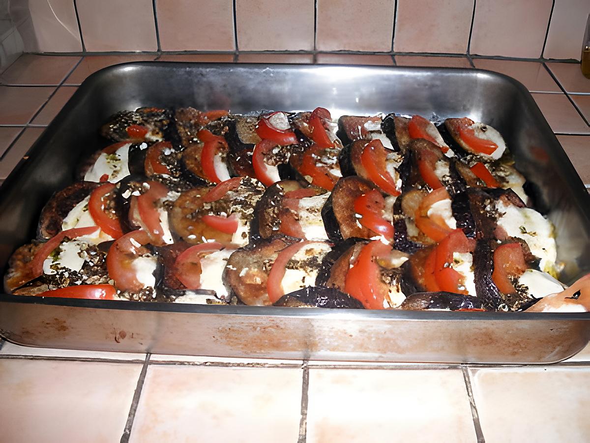 recette Aubergine grillé, tomate, mozzarella