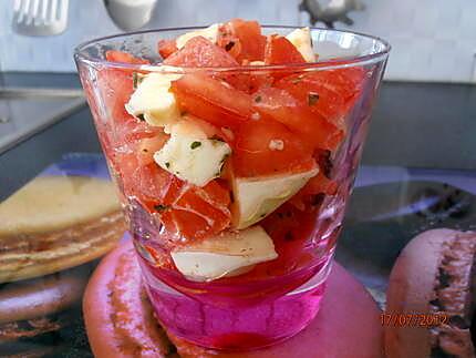 recette salade de tomates et mozzarella version verrine