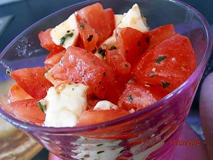 recette salade de tomates et mozzarella version verrine