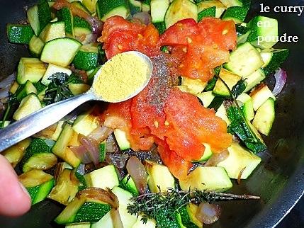 recette Fricassée de courgettes - pommes de terre  au curry et à la menthe