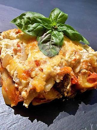 recette Lasagnes aux légumes du soleil et basilic à la créme de parmesan