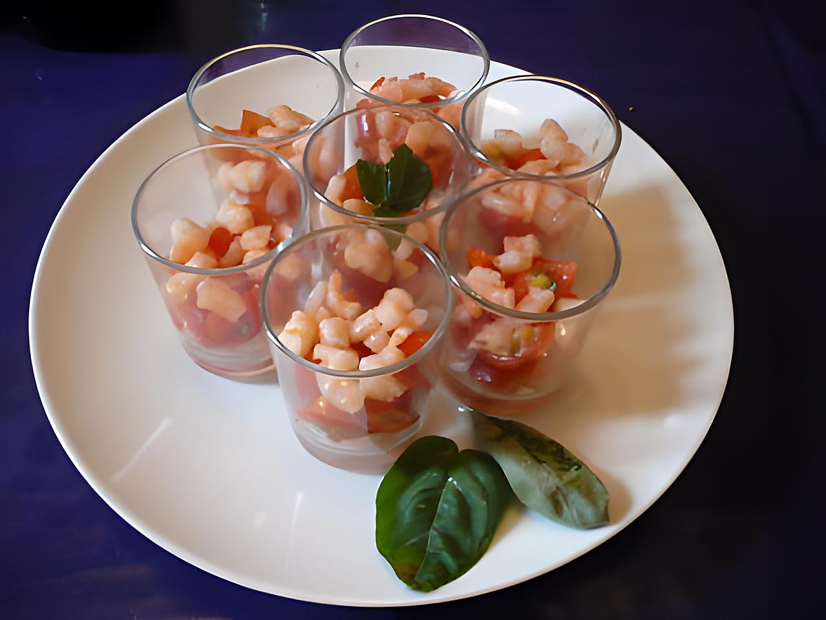 recette Verrines tomates cerise/crevettes