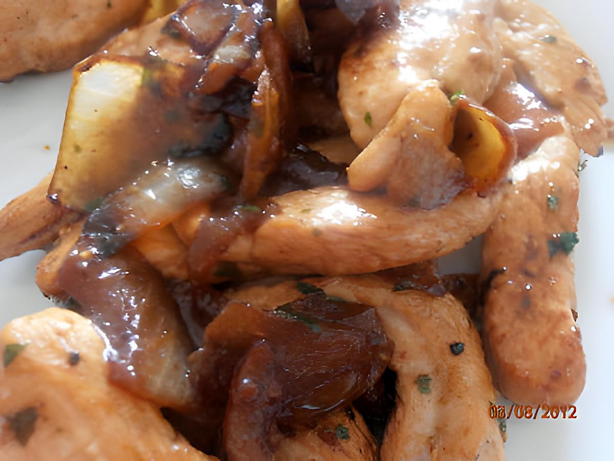 recette filets de dinde aux petits oignons et sauce soja