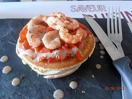 recette champignons de paris crus en salade, tartelettes aux poivrons confits et crevettes