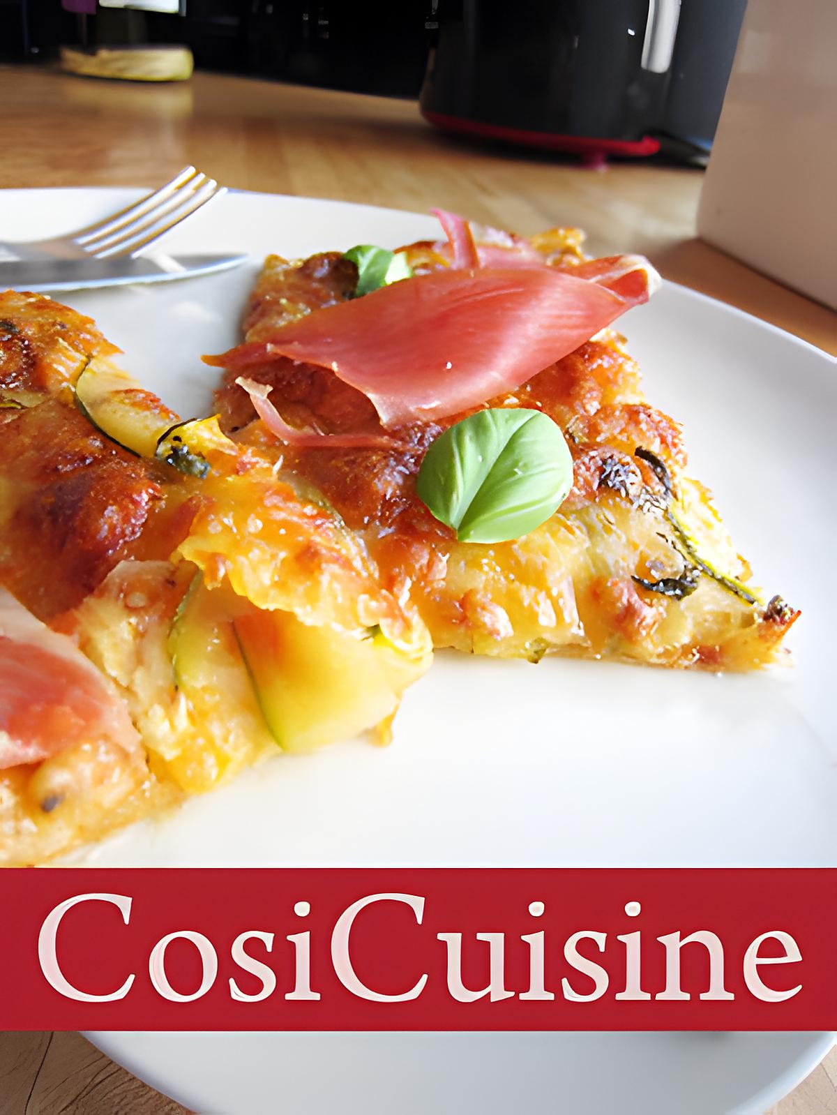 recette Tarte fine aux courgettes, basilic et jambon Serrano