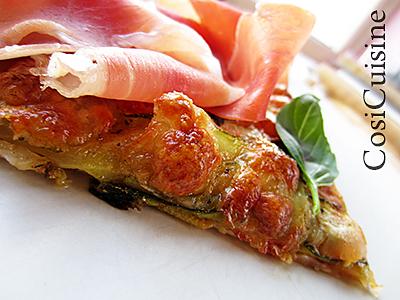 recette Tarte fine aux courgettes, basilic et jambon Serrano