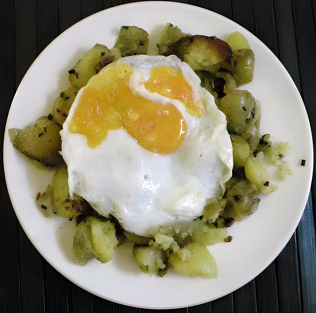 recette Pommes de terre sautées avec oeuf au plat version légère