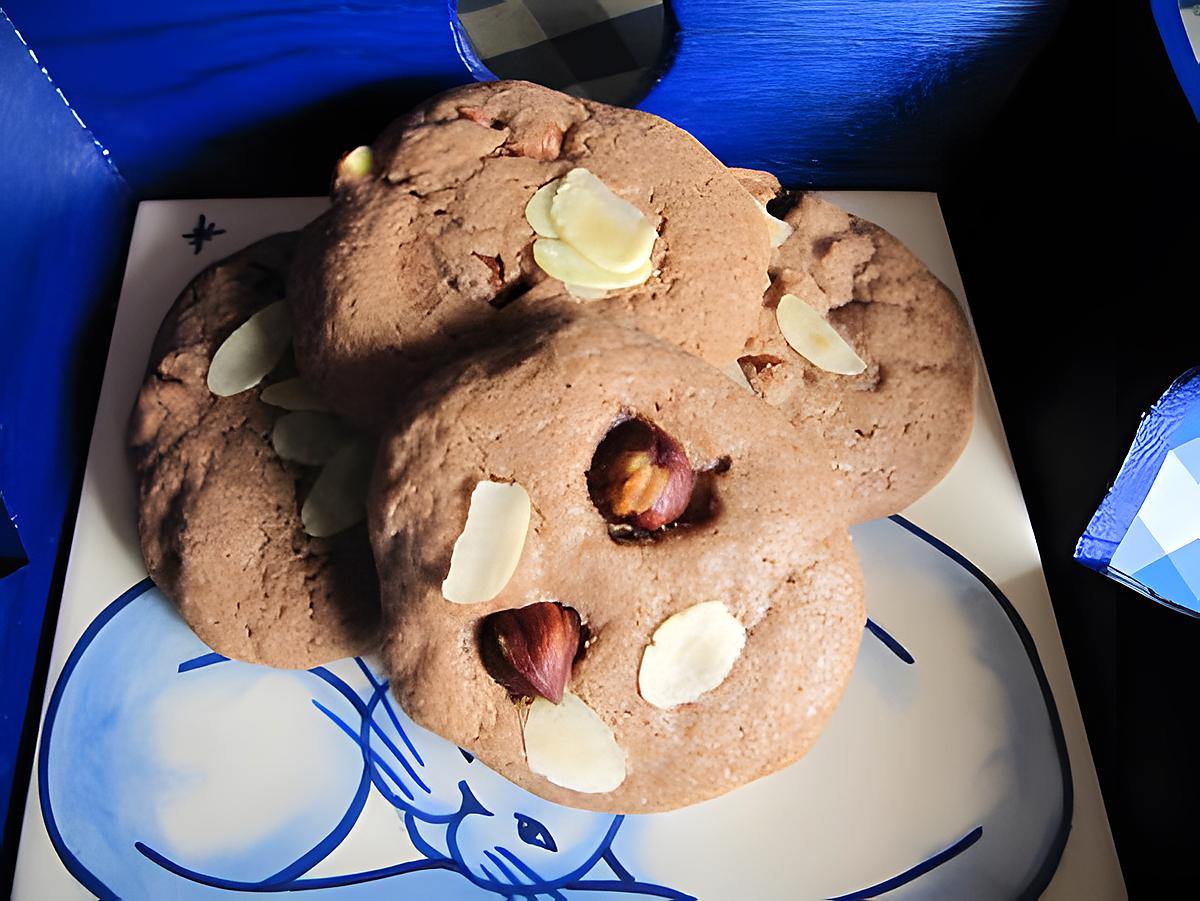 recette Cookies chocolat, noisettes et amandes effilées