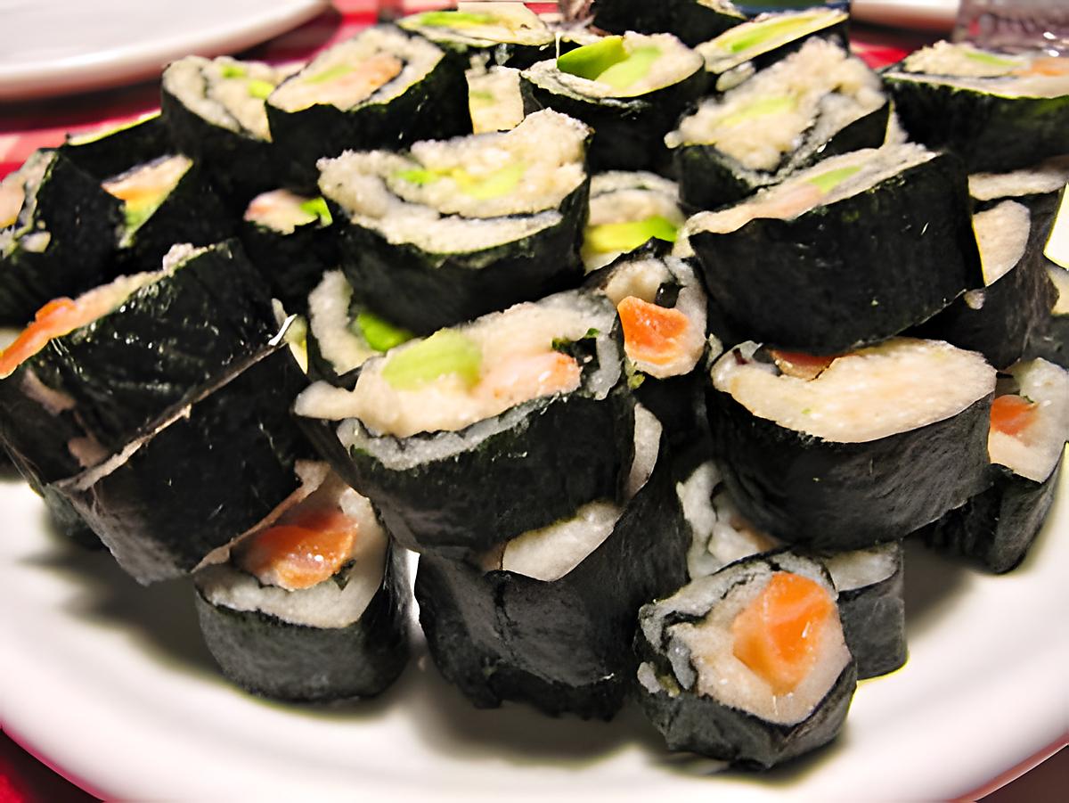 recette Makis concombre, saumon, crevettes, avocat