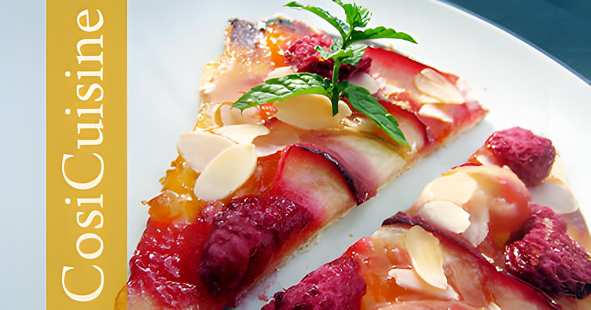 recette Tarte fine aux nectarines blanches et framboises