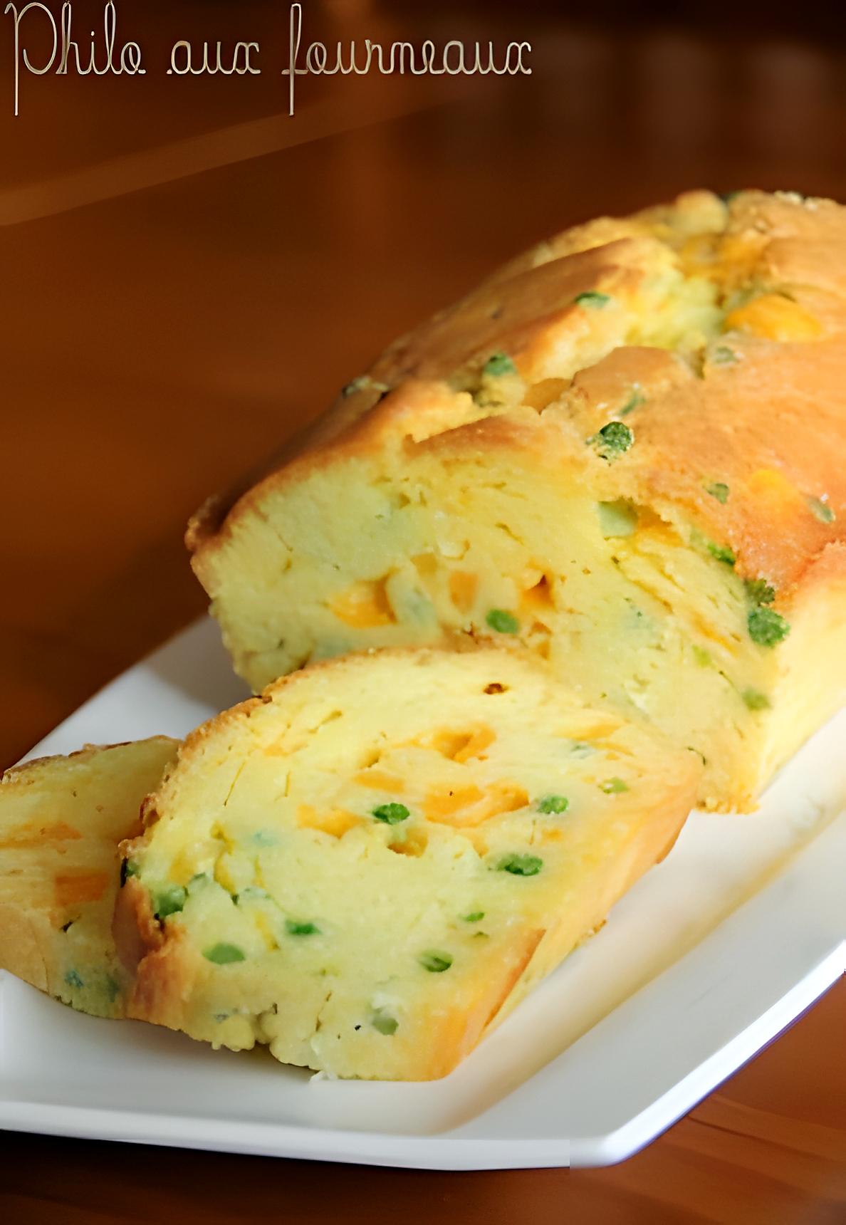 recette Cake au cheddar & aux petits pois