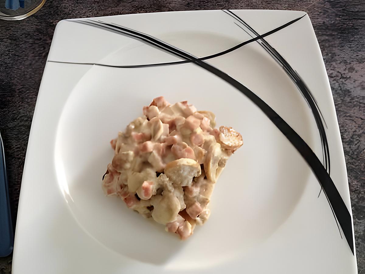 recette Toast champignons et  jambon