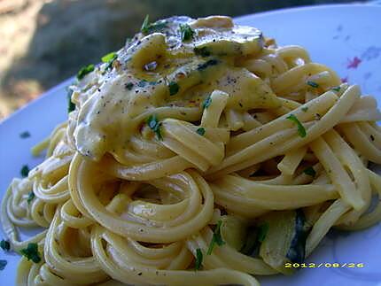 recette spaghetti aux courgettes à la crème safranée