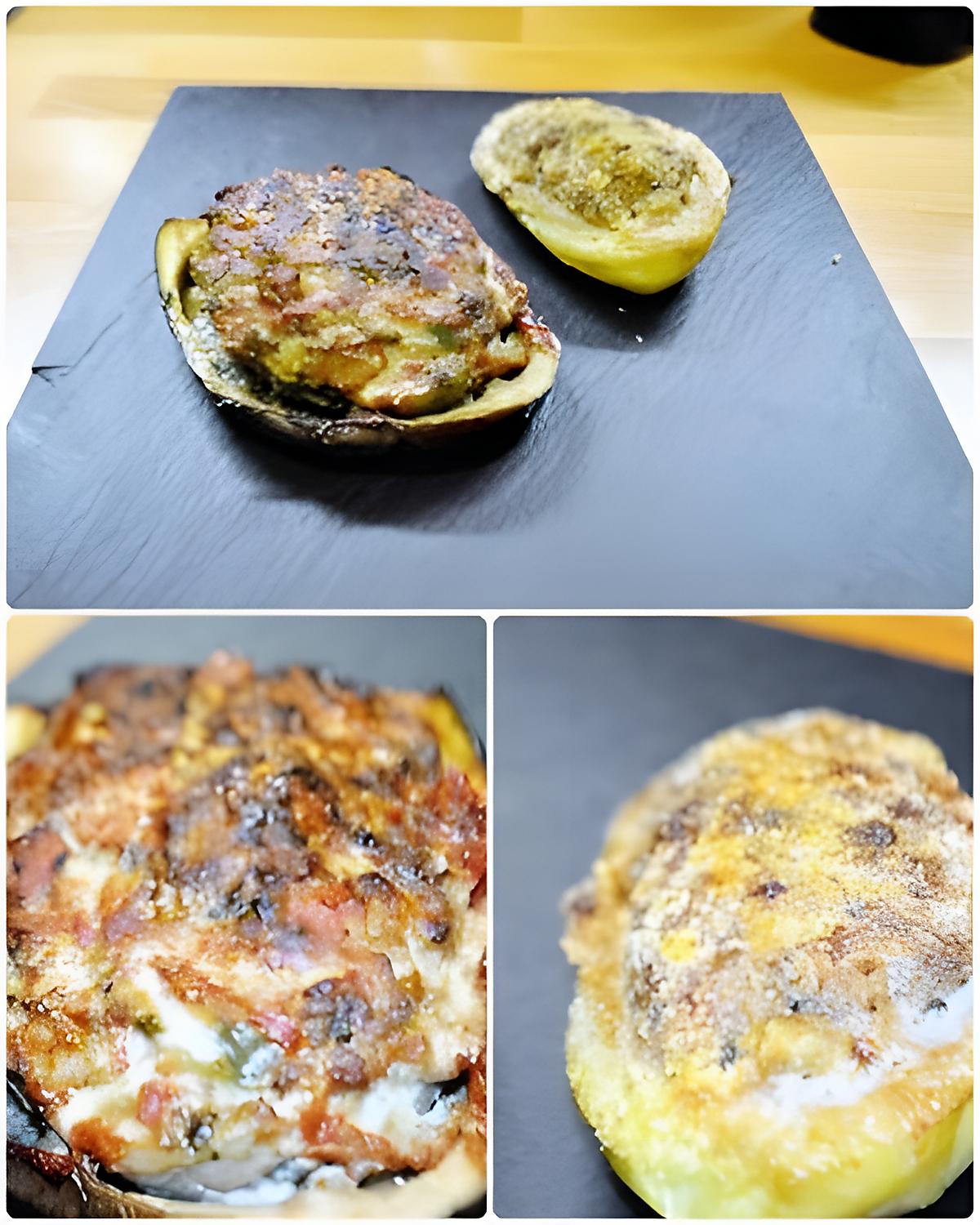 recette Aubergines & p. de terre Farcies