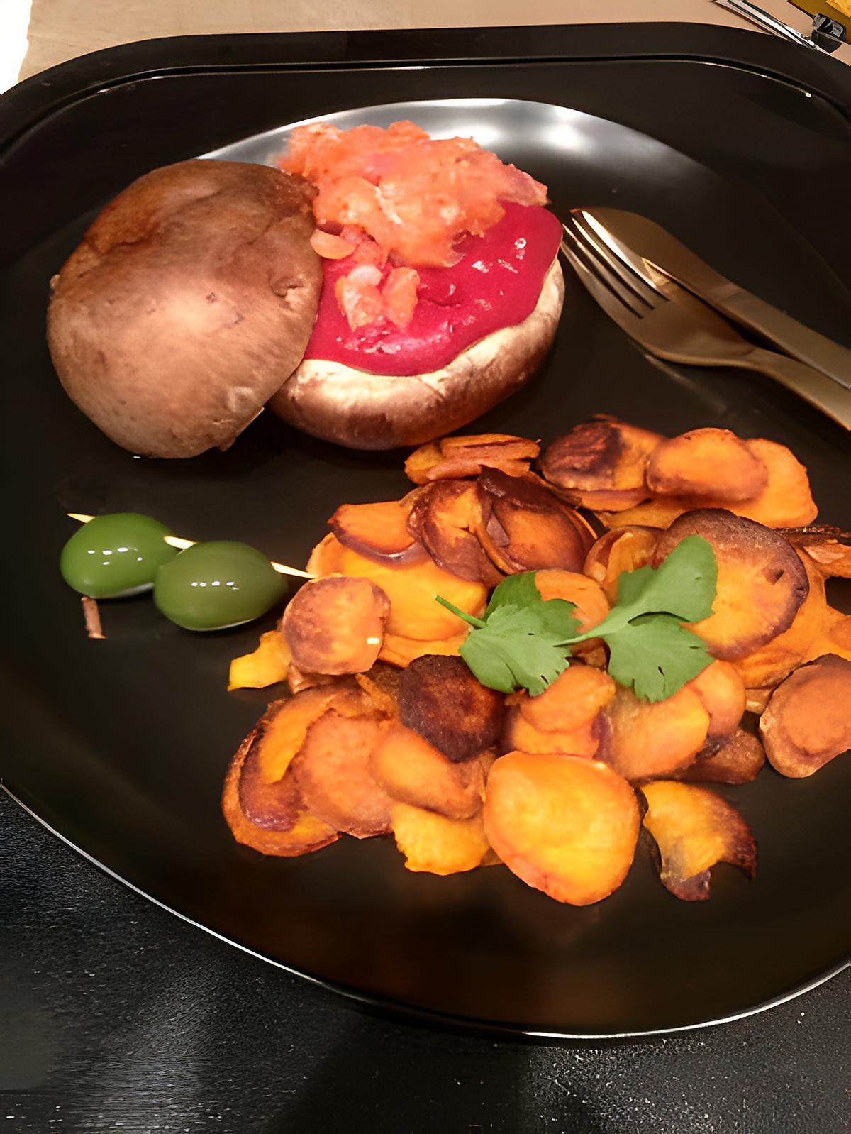 recette Burger de saumon à la purée rose et patates toutes douces