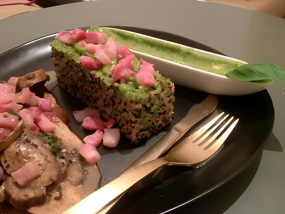 recette Quinoa, petits lardons et crème toute verte