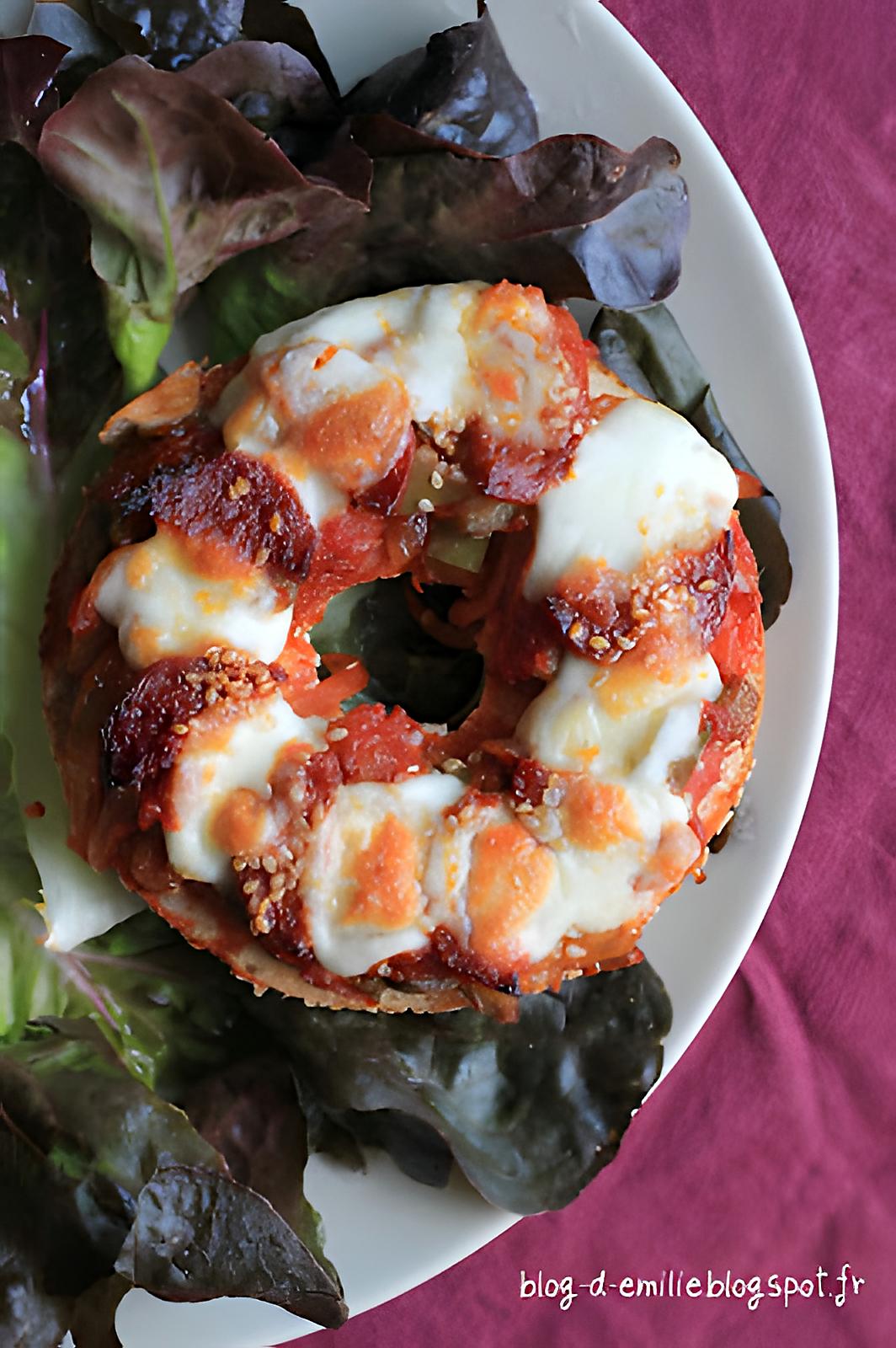 recette Bagel pizza chorizo et mozzarella