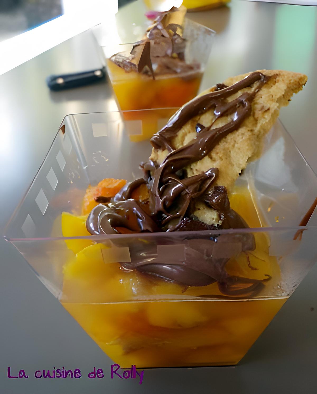 recette Verrine pêche, nutella, cookies