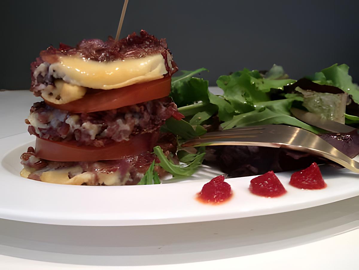 recette Millefeuilles d'omelette de riz rouge