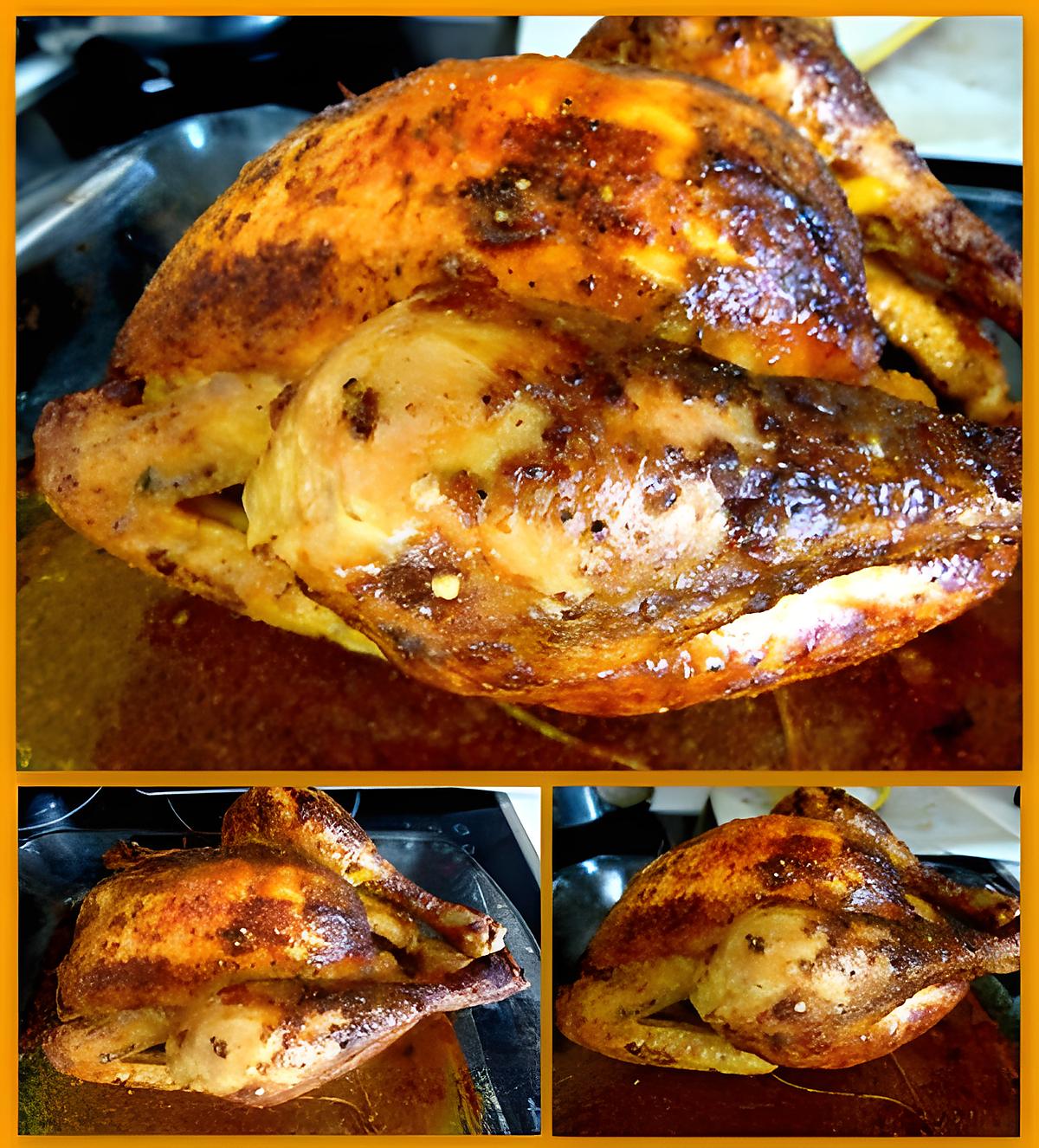 recette Poulet rôti comme en rotisserie (à la moutarde et à l'ail)