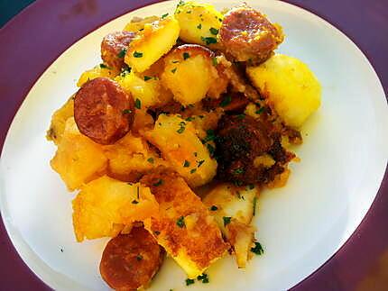 recette Poêlée de pommes de terre aux seiches et chorizo