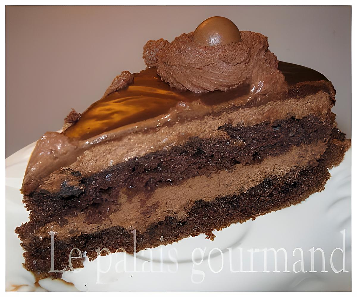 recette Gâteau étagé, mousse et ganache chocolatées