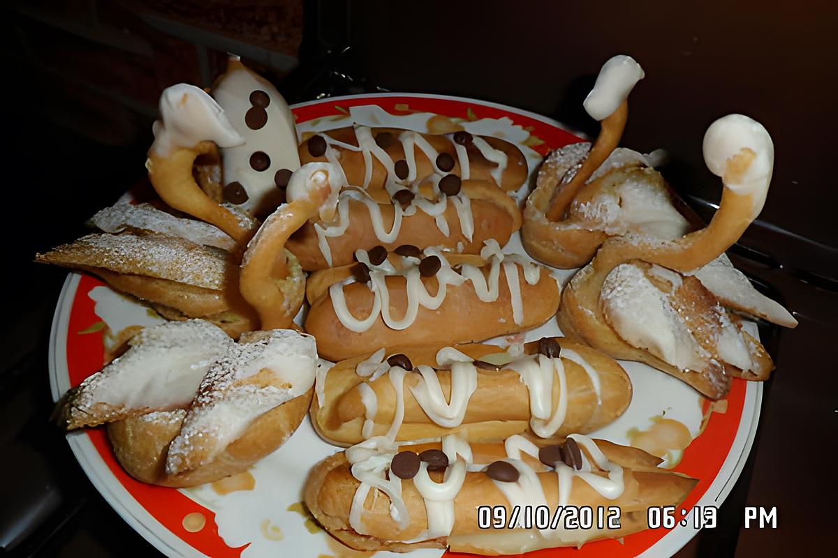 recette assortiment de choux a la créme patissiére chocol blanc et pepite de chocolat