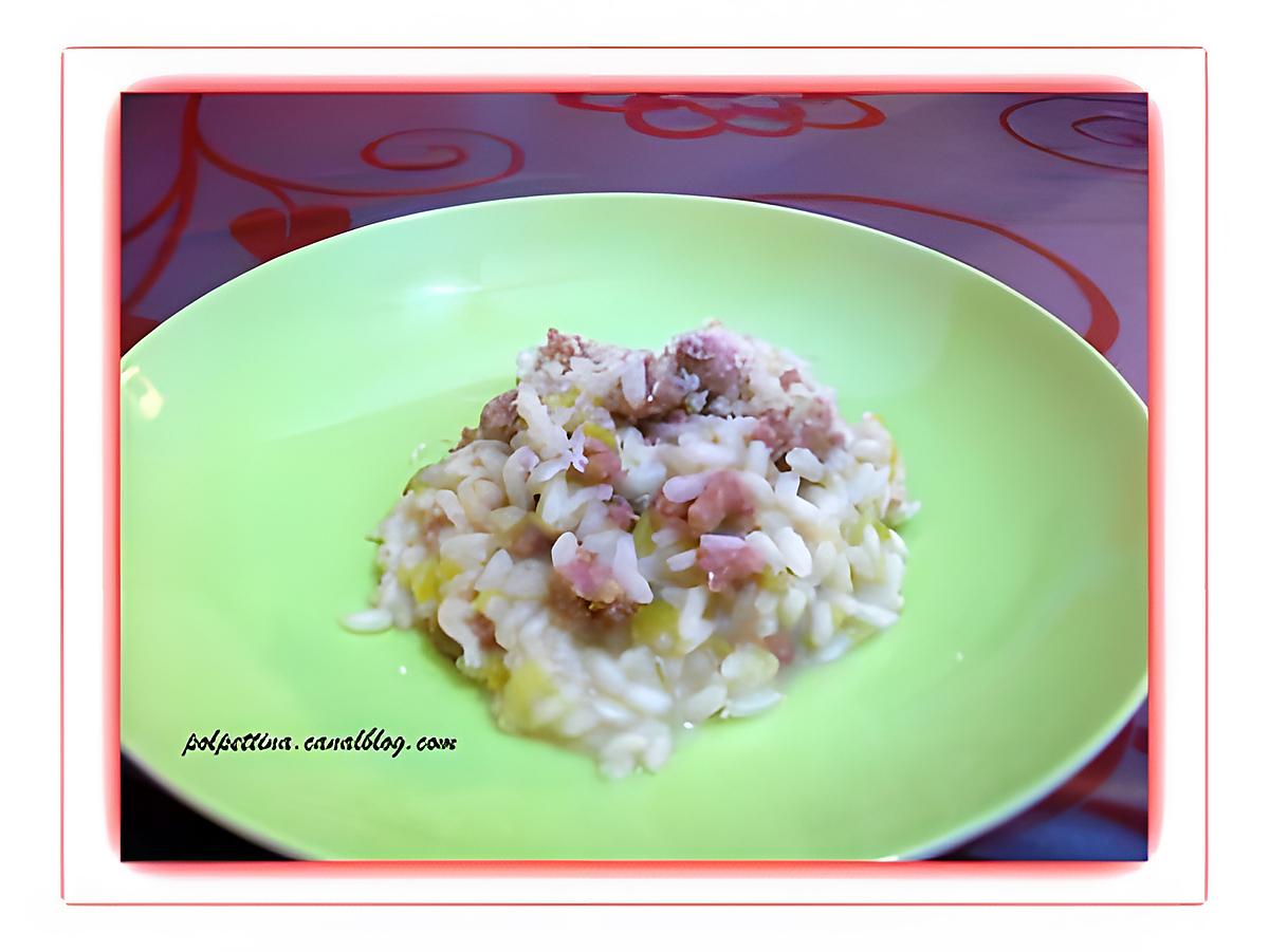 recette Risotto poireaux et saucisses