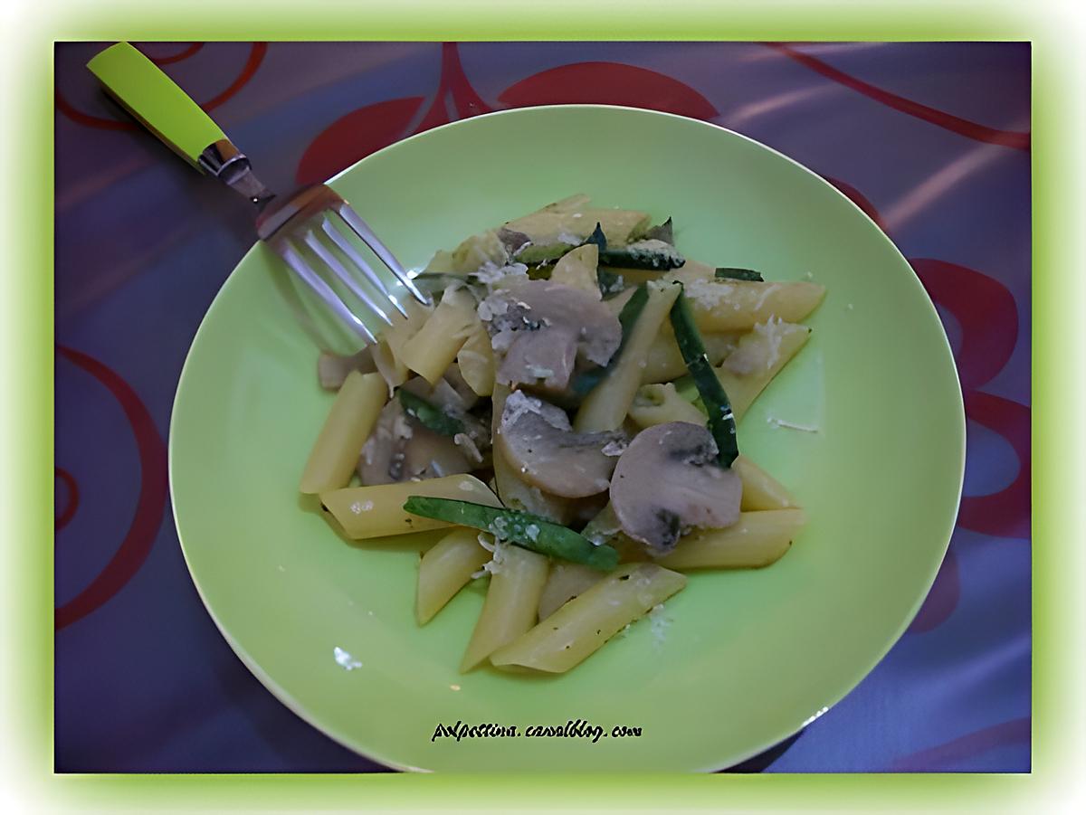 recette Penne, courgettes et champignons.