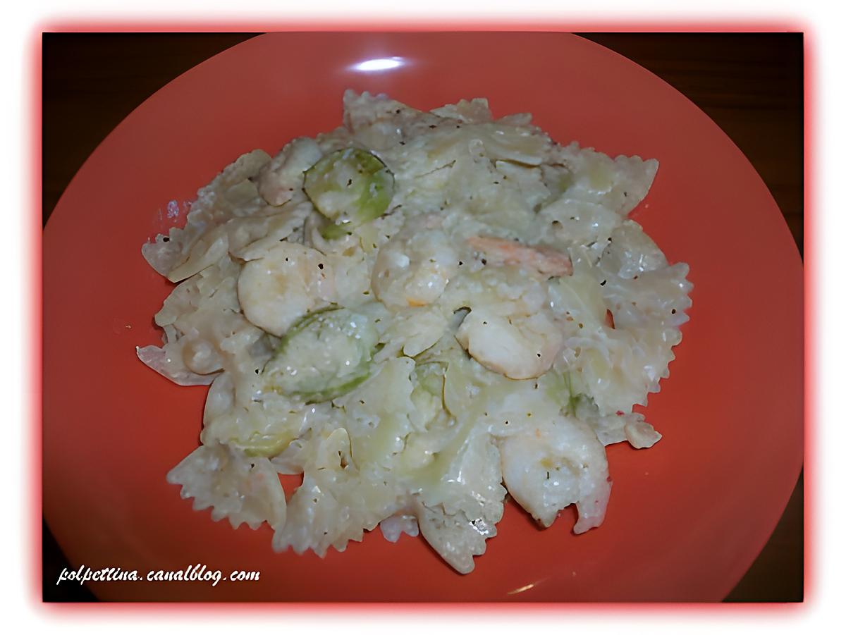 recette Farfalle, courgettes et crevettes.