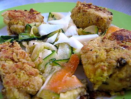 recette Assiette végétarienne : "Galettes" de pois chiches et Carpaccio de légumes