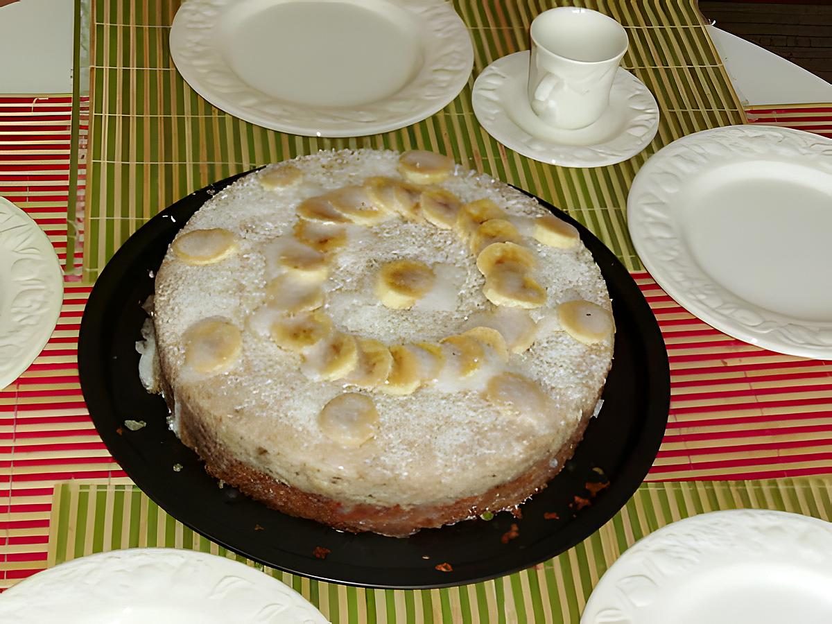 recette Gâteau amandin à la mousse de bananes