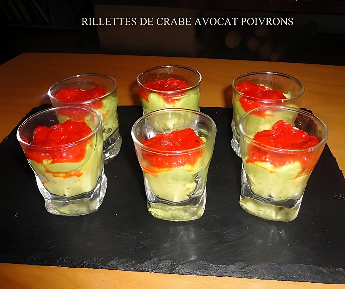 recette RILLETES DE CRABE AU CURRY AVOCATS POIVRONS