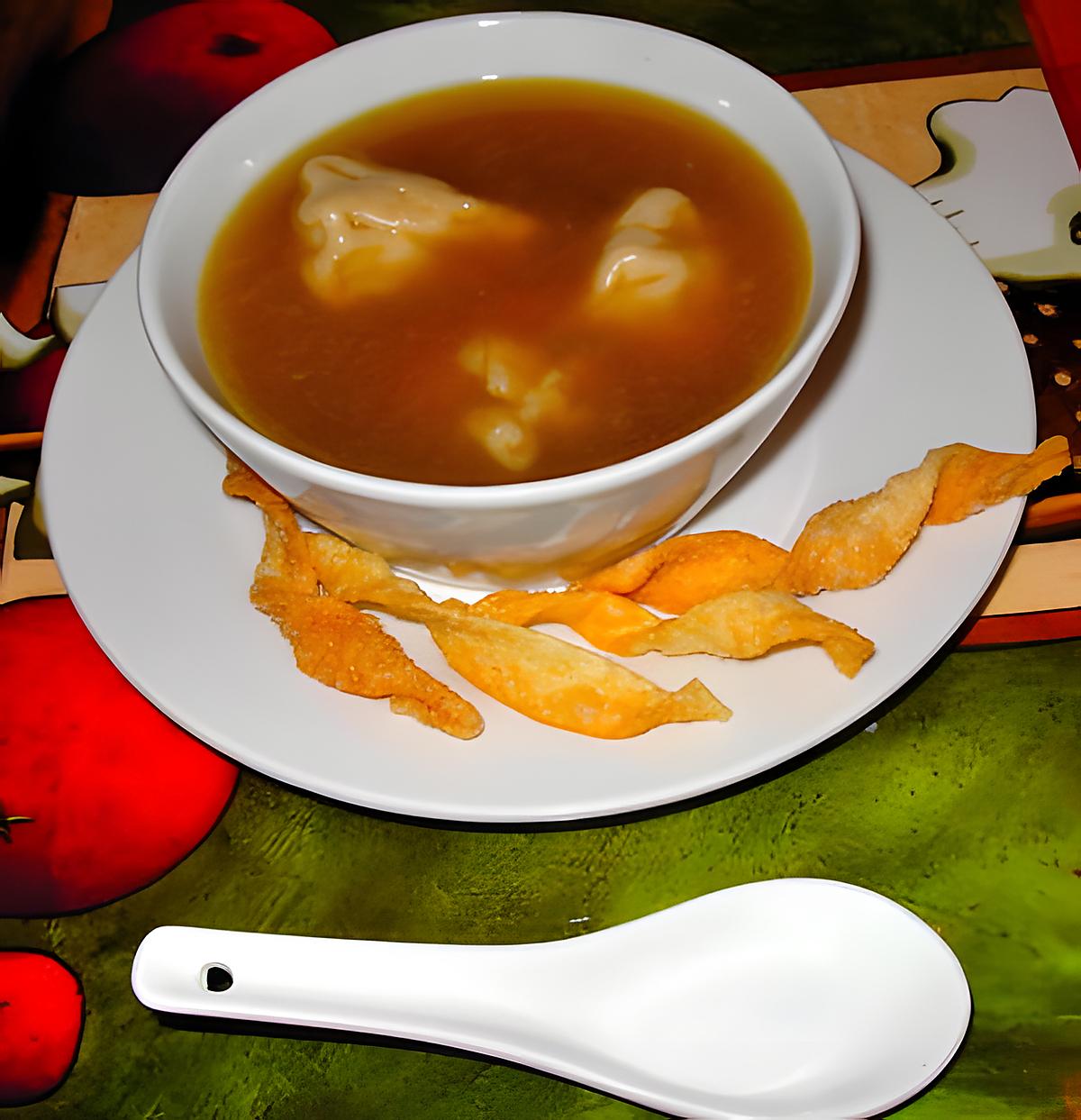 recette Soupe Won Ton avec pâtes farcies au porc