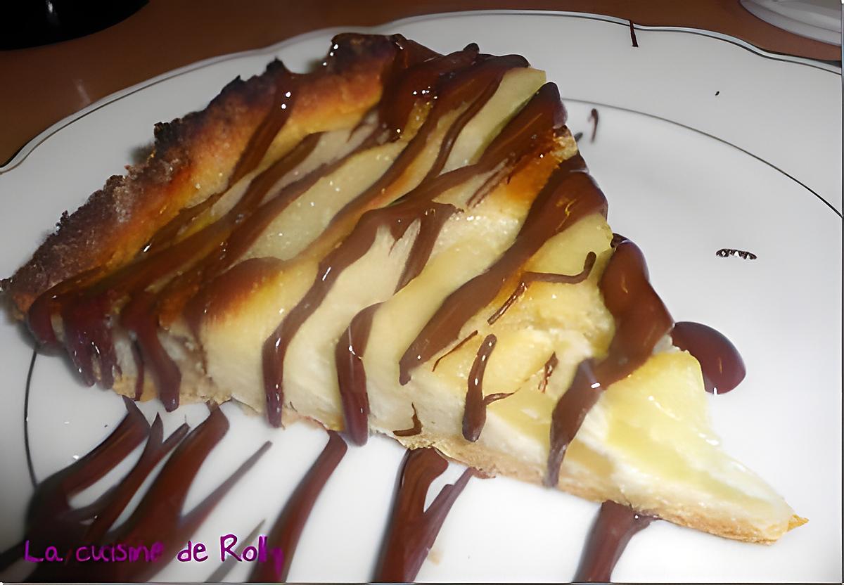 recette Tarte amandine aux poires et sauce chocolat