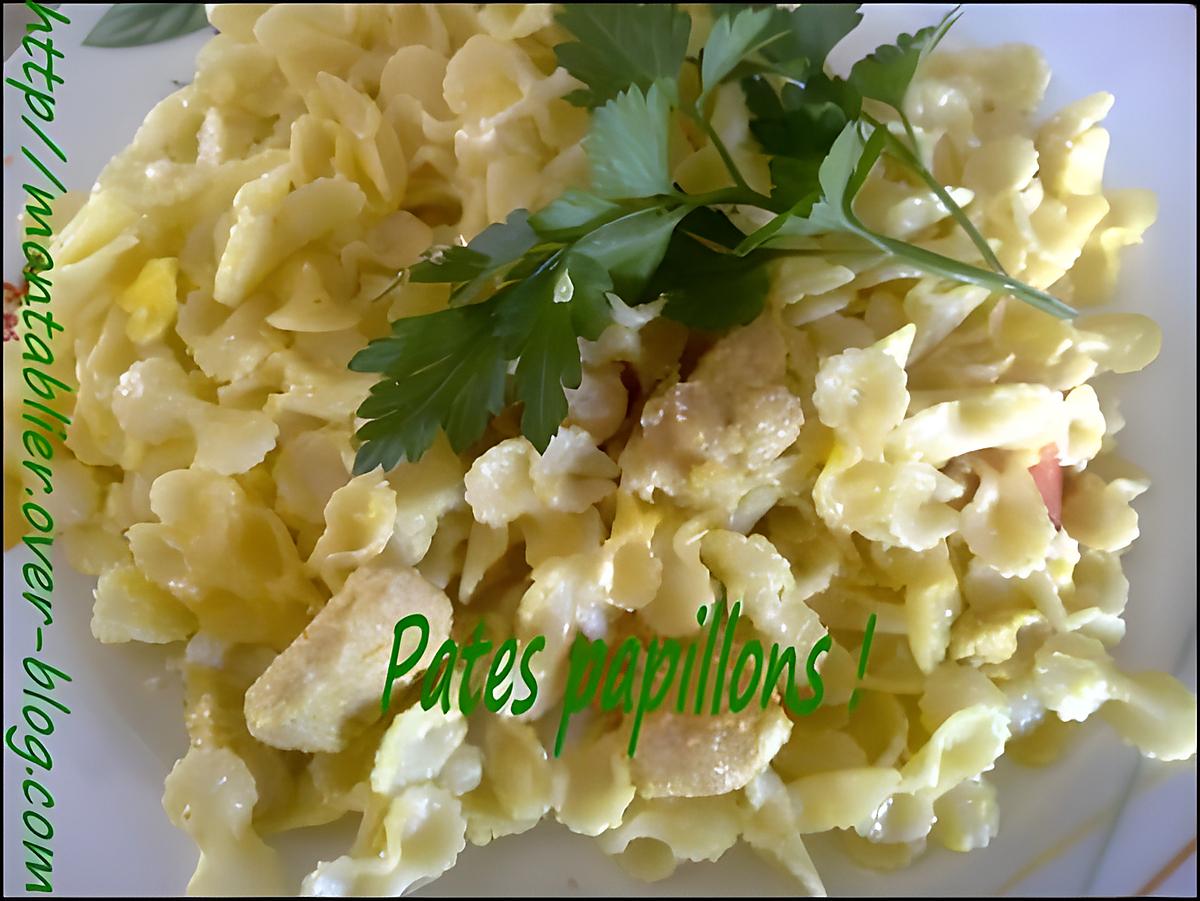 recette Pâtes papillons à l'escalope de poulet :