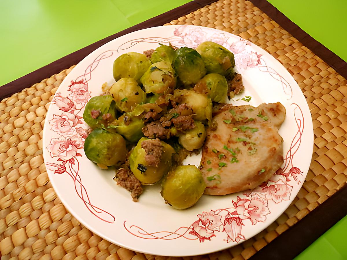 recette Grillades de porc et choux de Bruxelles