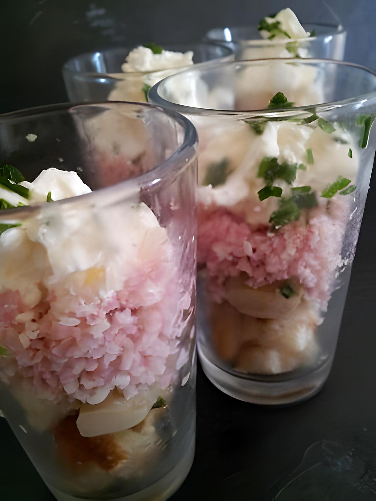 recette Mini-verrines apéritives champignons et créme de jambon